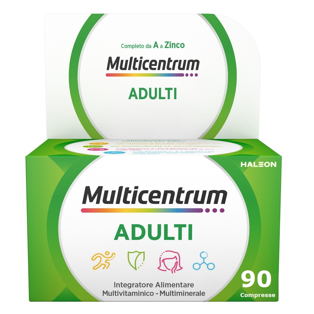 Multicentrum per Adulti Integratore multivitamine Vitamina C B D3 Calcio Ferro Zinco 90 Compresse