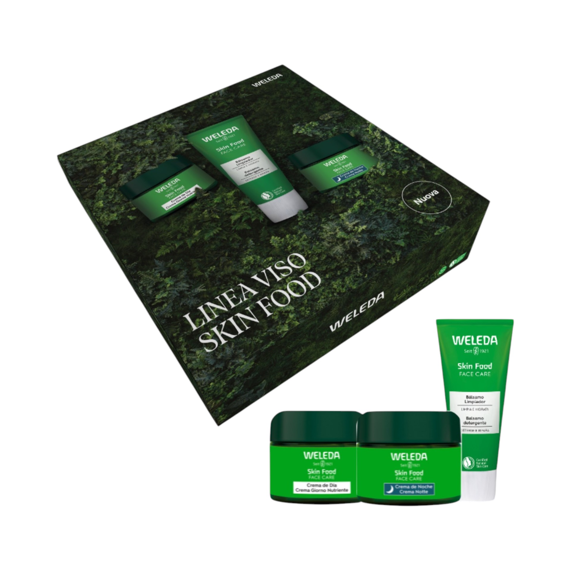 Weleda Cacouvette Skin Food Detergente 75ml + Crema Viso Idratante Giorno E Notte 2x40ml