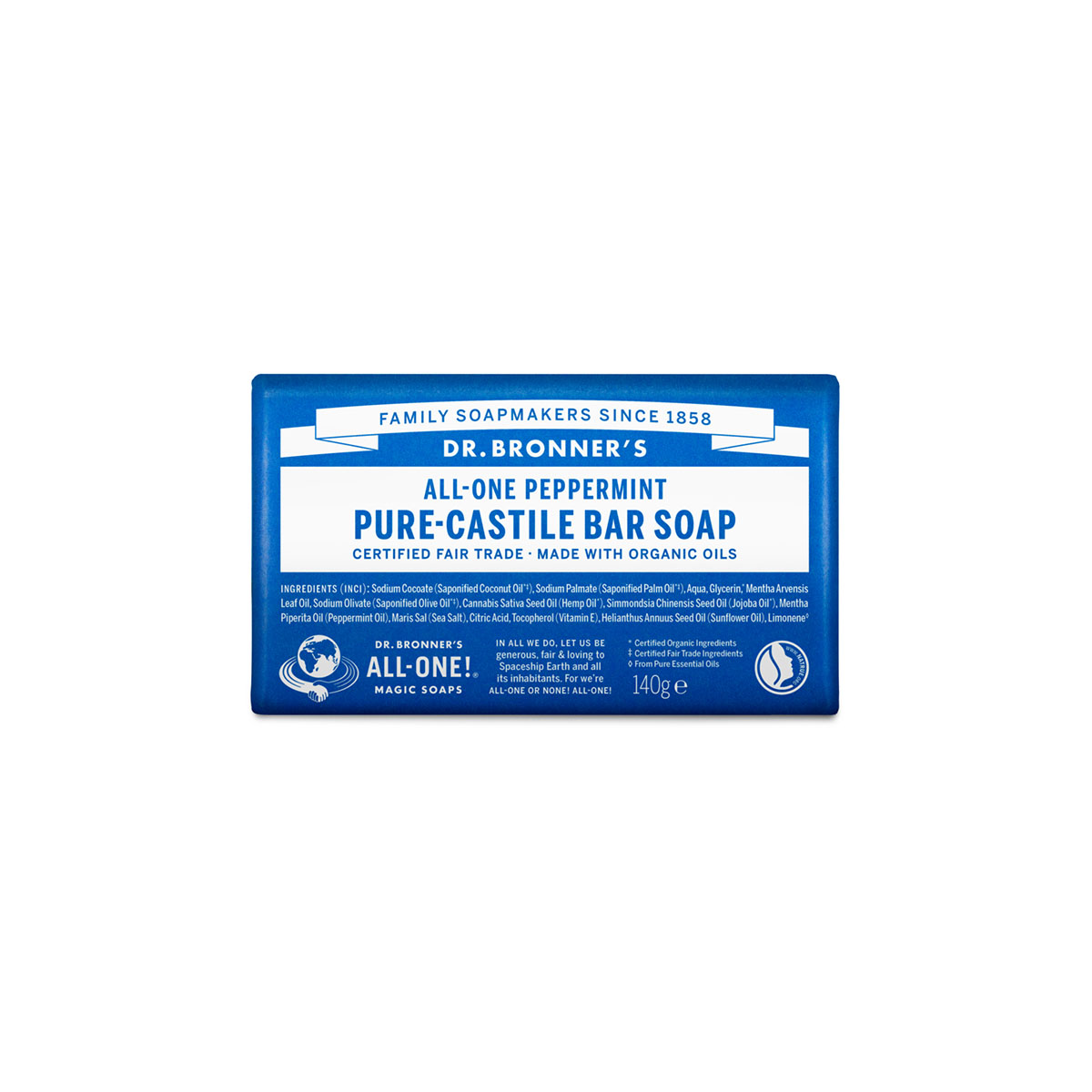 Dr. Bronner's Sapone Solido Menta Piperita 140g