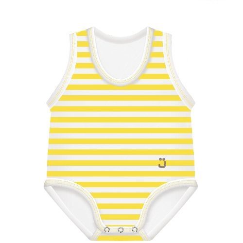 J Bimbi Body Neonato Estivo Fresco 0-36 Mesi Bio Cotton Righe Giallo Bianco 1 Pezzo