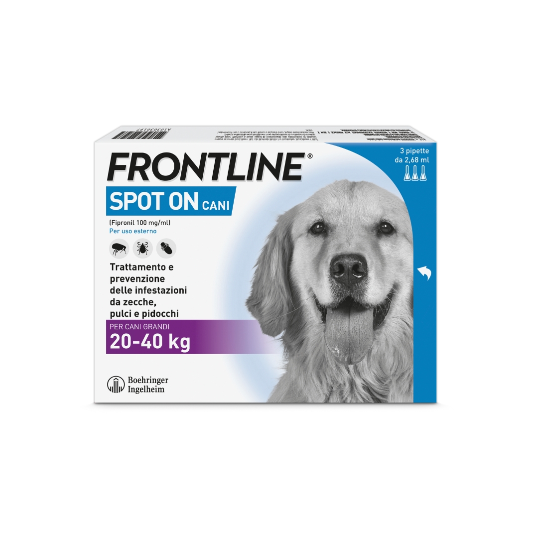 Frontline Spot-on Cani Antiparassitario Da 20 A 40kg 3 Pipette