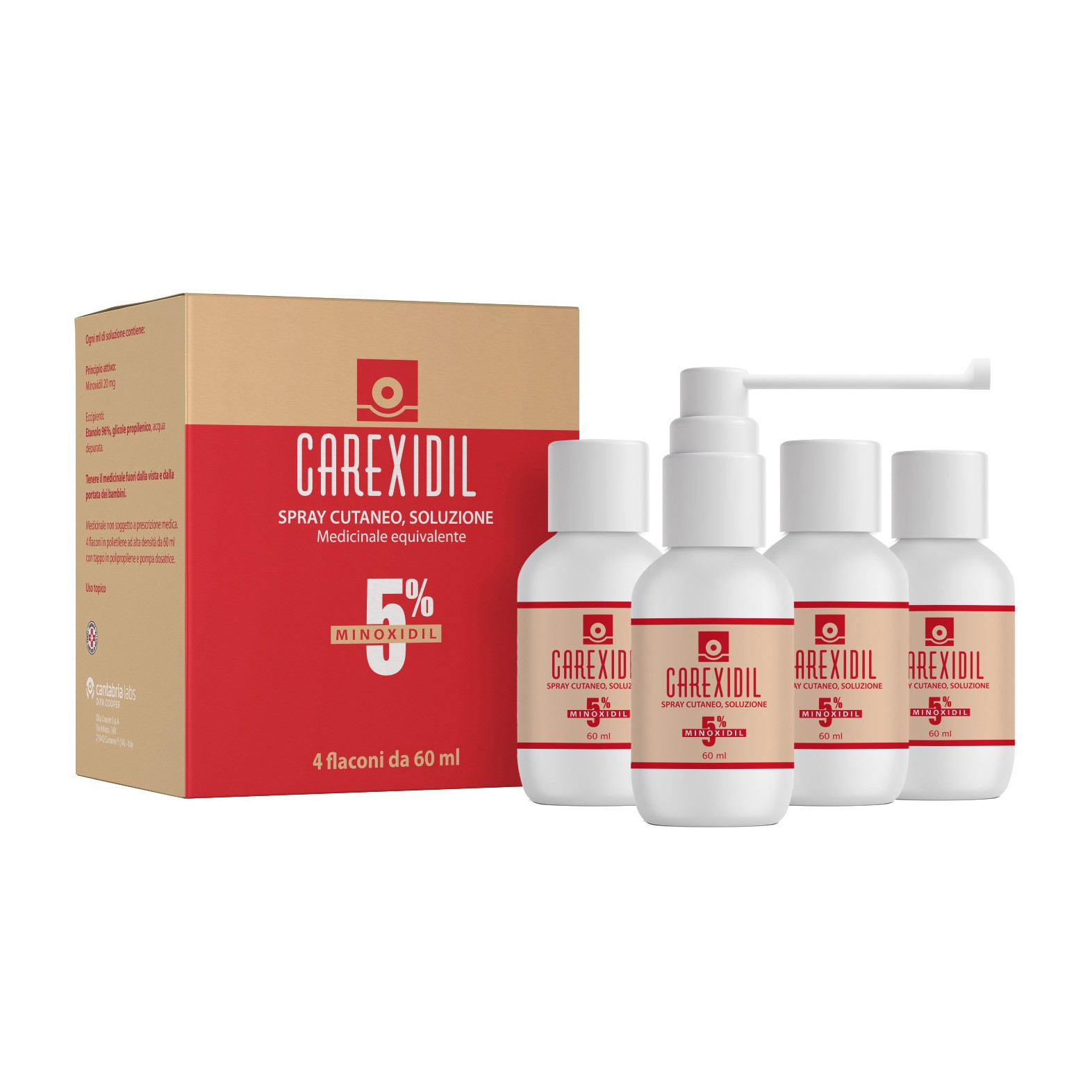 Carexidil 5% Minoxidil Spray Cutaneo 4 Flaconi