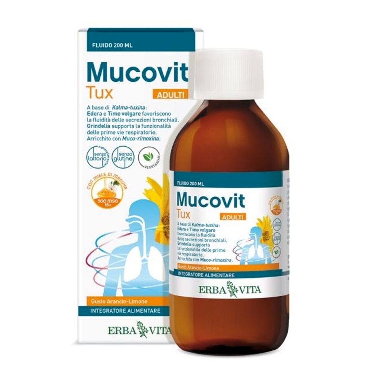 Erba Vita Mucovit Tux Fluido per Adulti Integratore Tosse Grassa 200ml