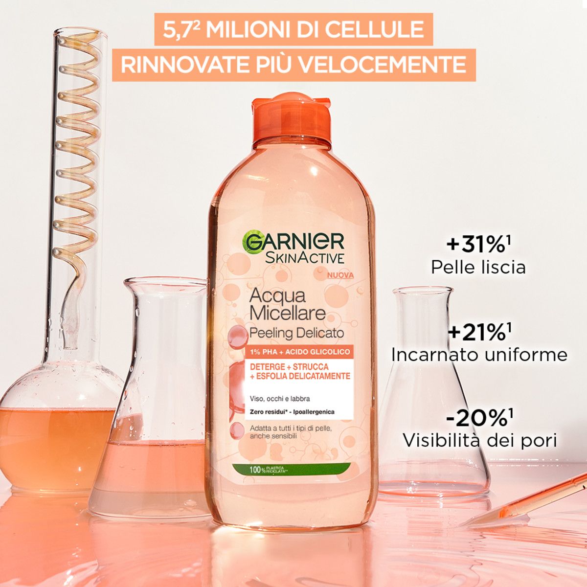 image - 986035424 - Garnier Skinactive Acqua Micellare Peeling Delicato 1% PHA + Acido Glicolico 400ml - 4742902_3.jpg