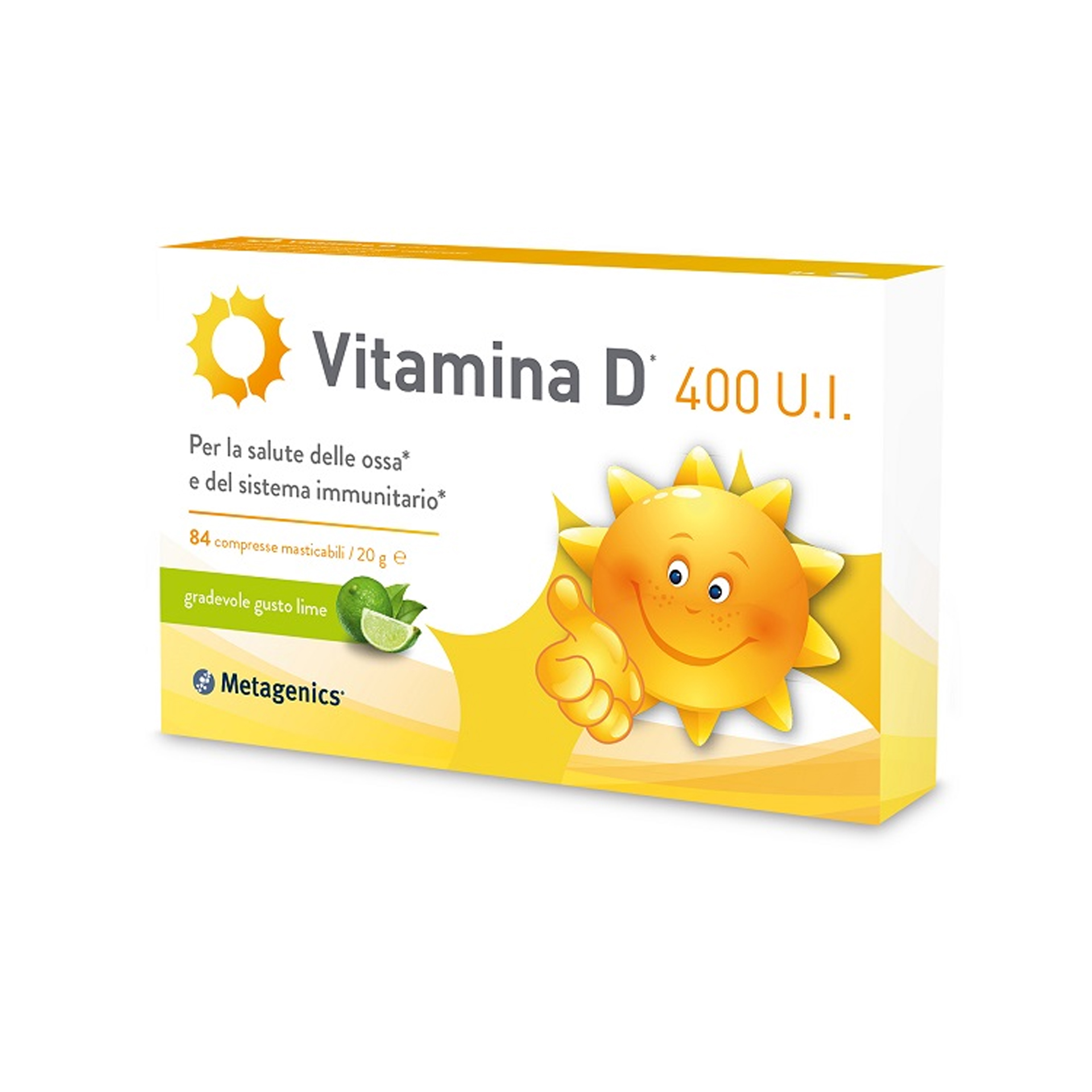 Metagenics Vitamina D Kids Ossa 400 Ui Gusto Lime 84 Compresse Masticabili