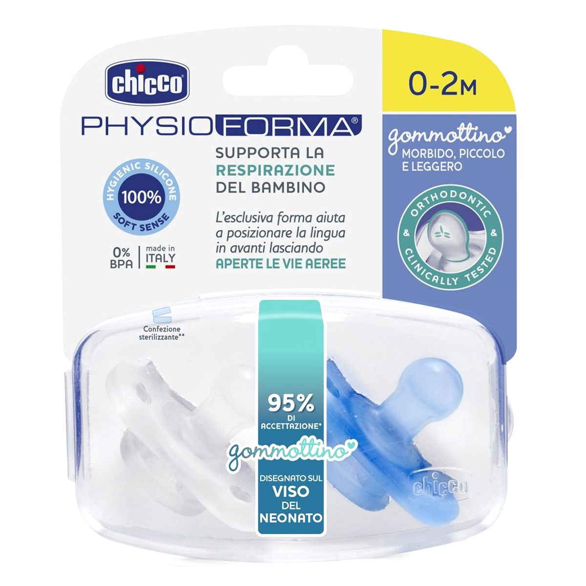 Chicco Gommottino Boy Silicone 0-2 Mesi 2 Pezzi