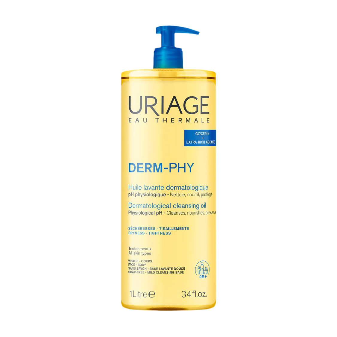 Uriage Derm Phy Olio Lavante Dermatologico Bagno E Doccia Viso E Corpo Pelle Sensibile 1000ml