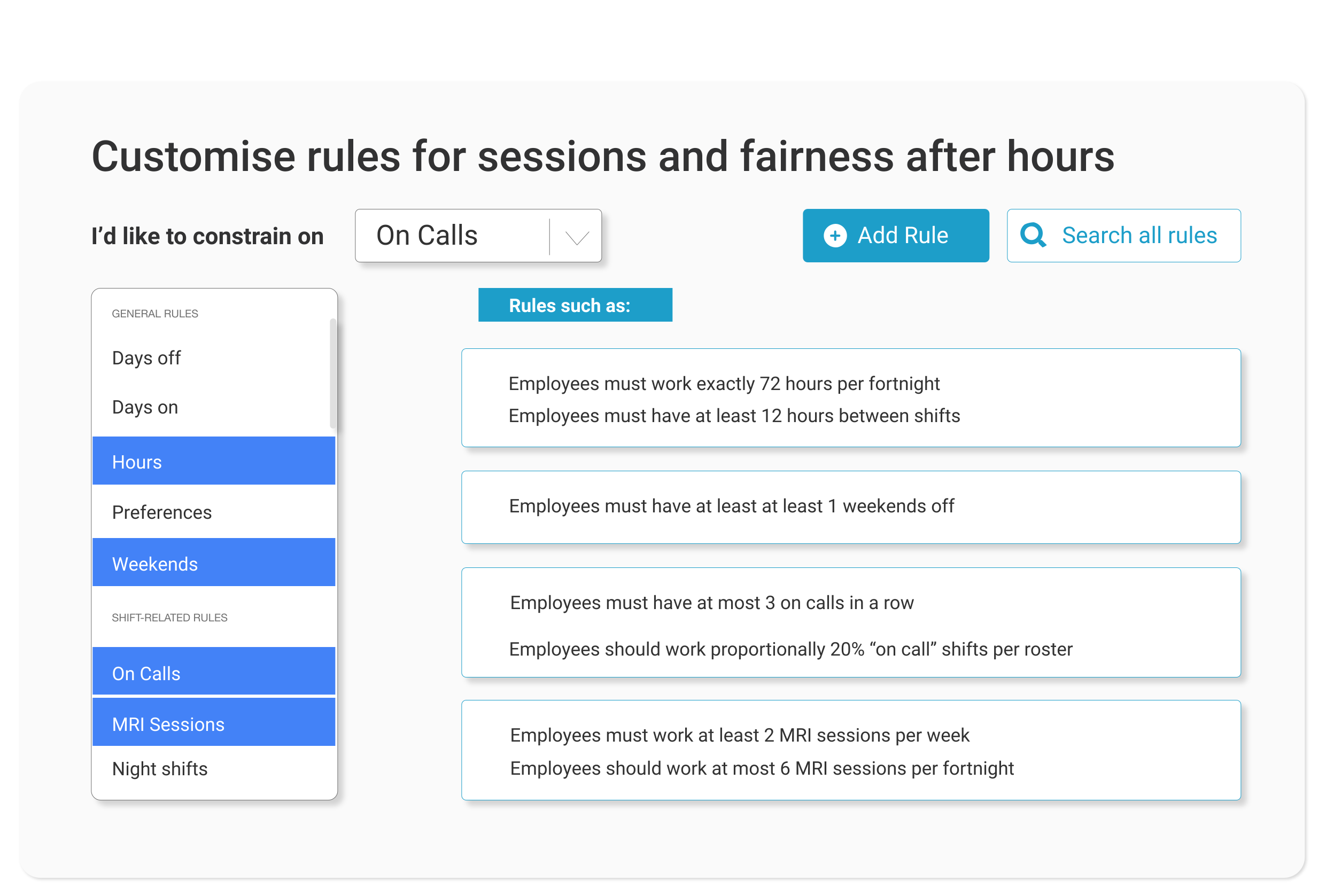 Optimised Sessions and Shift Allocations for Each Person