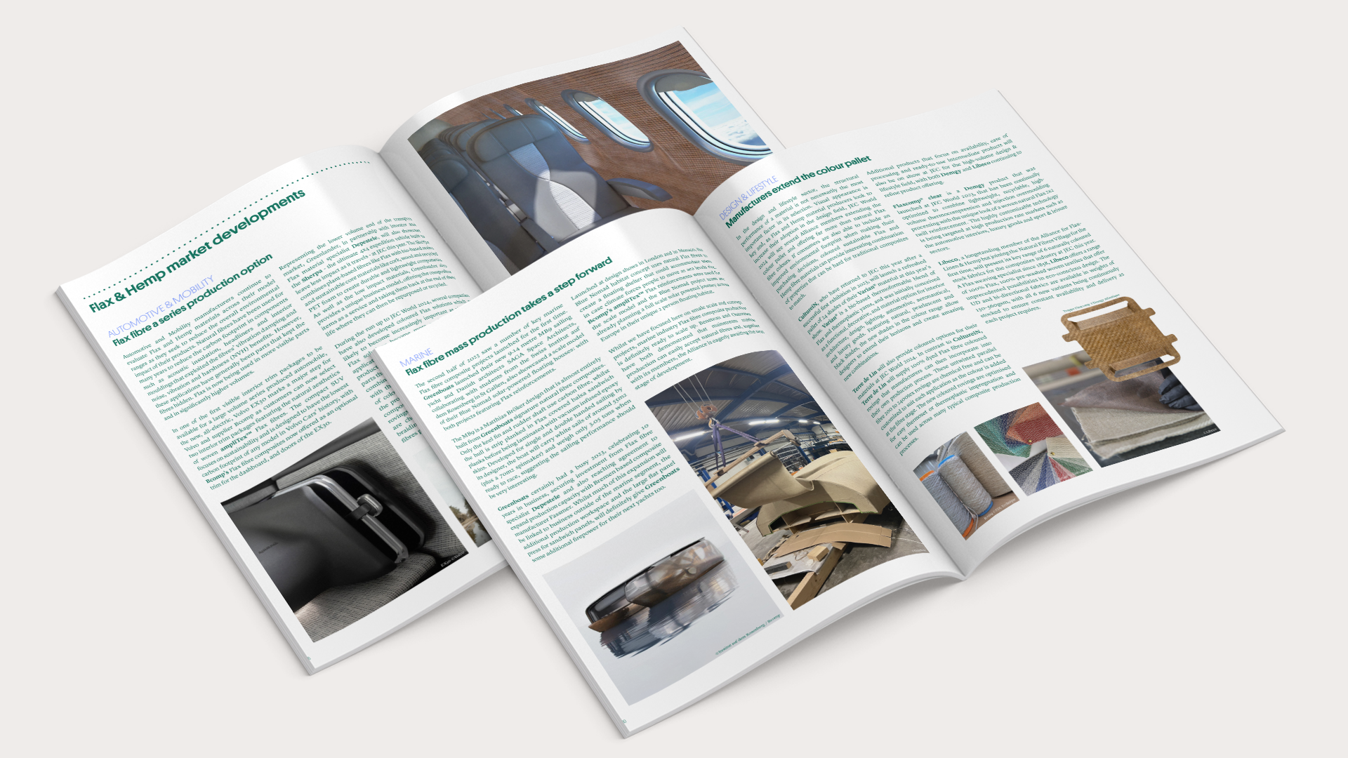 Alliance Flax & Hemp Linen composites magazine spread