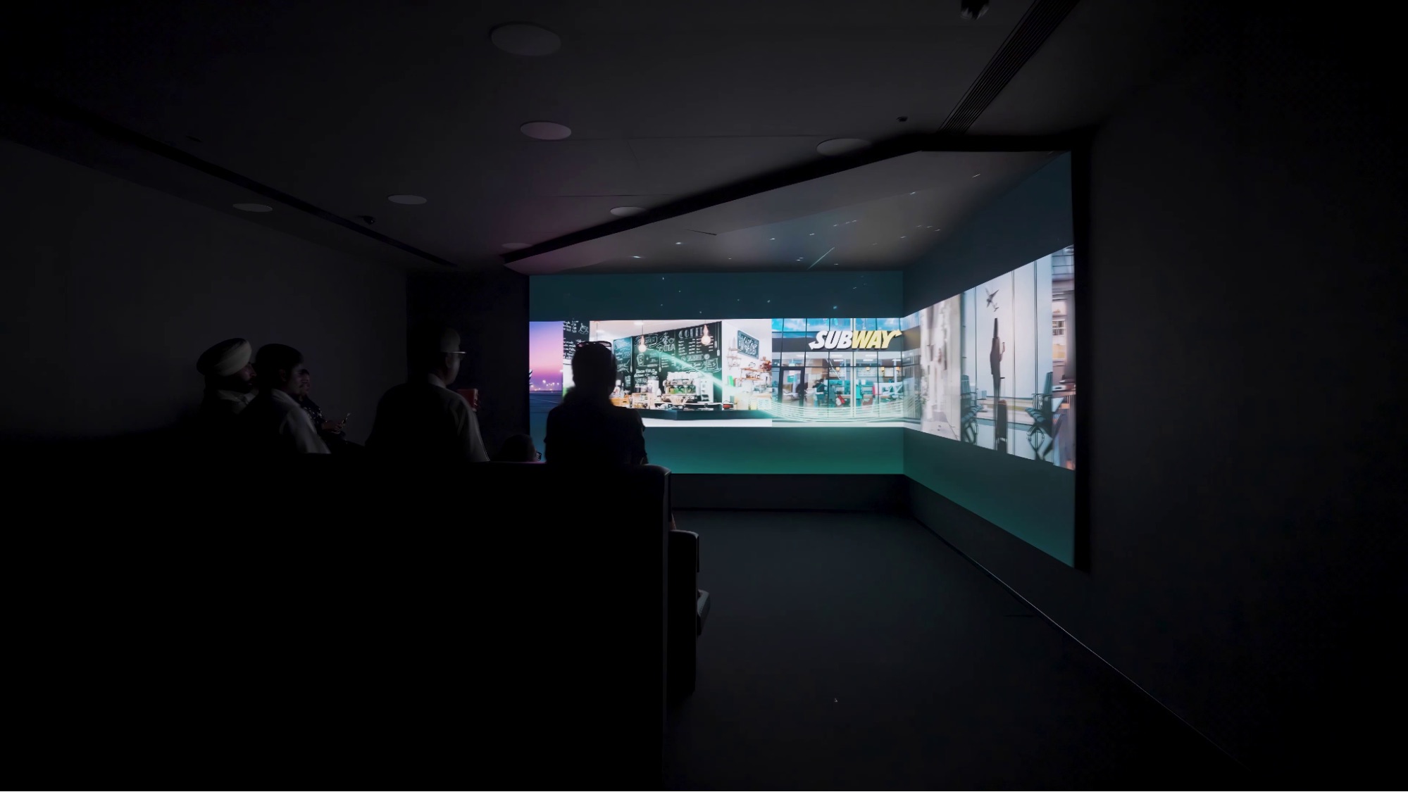 Anamorphic v-shape display