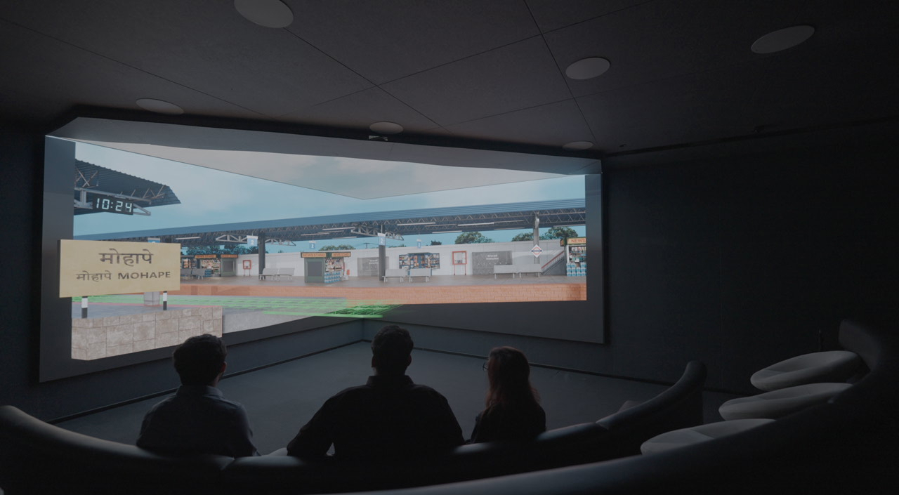 Interactive v-shape screen