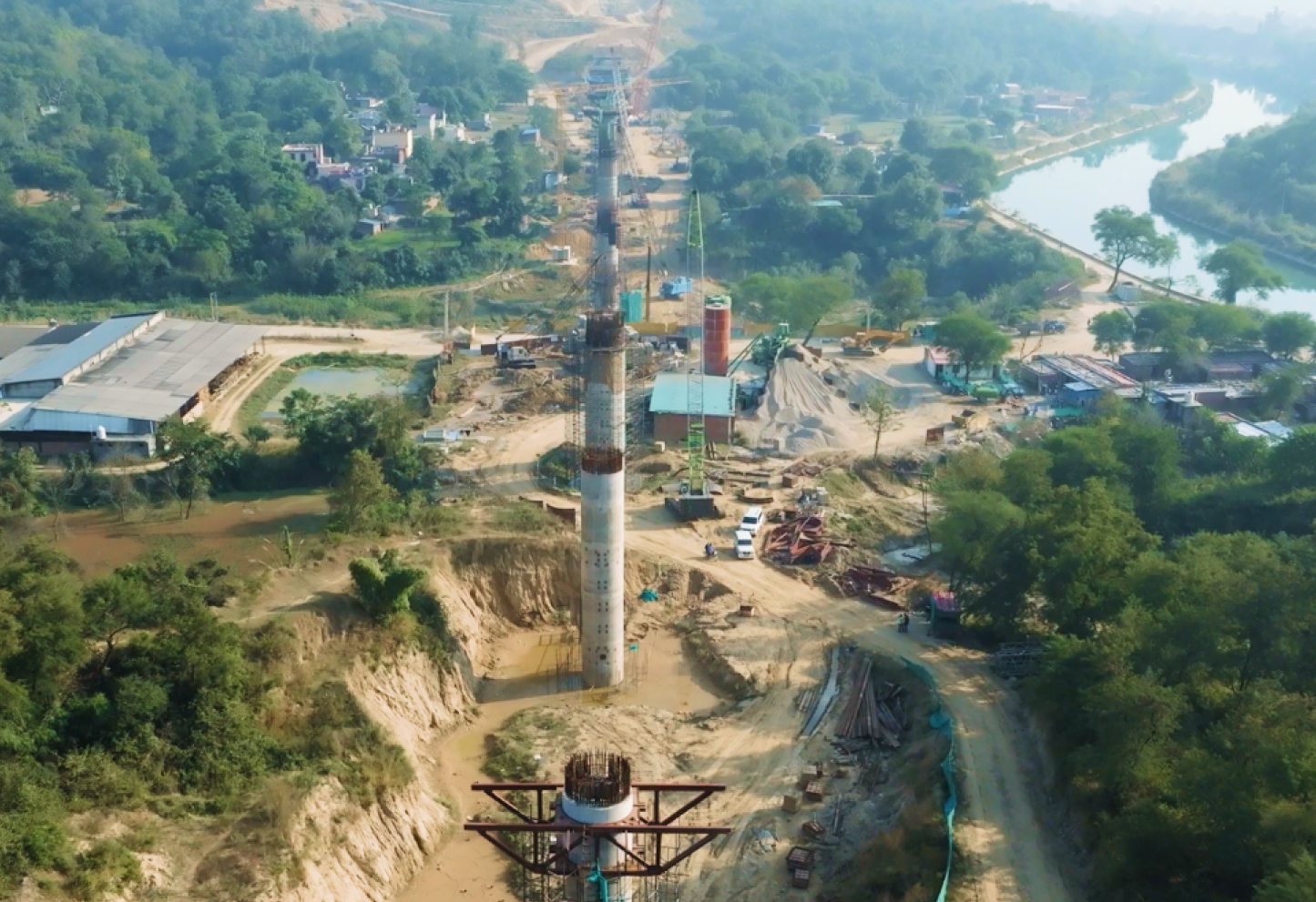 construction site with a large tower