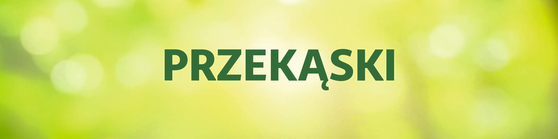 Jasnozielona grafika z napisem "przekąski"