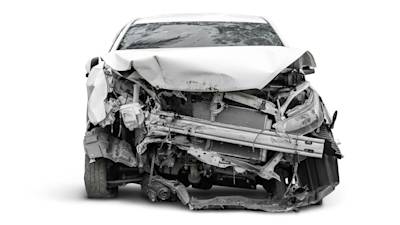 crashed car front damage