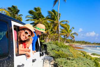 Family in a Jeep at the Beach