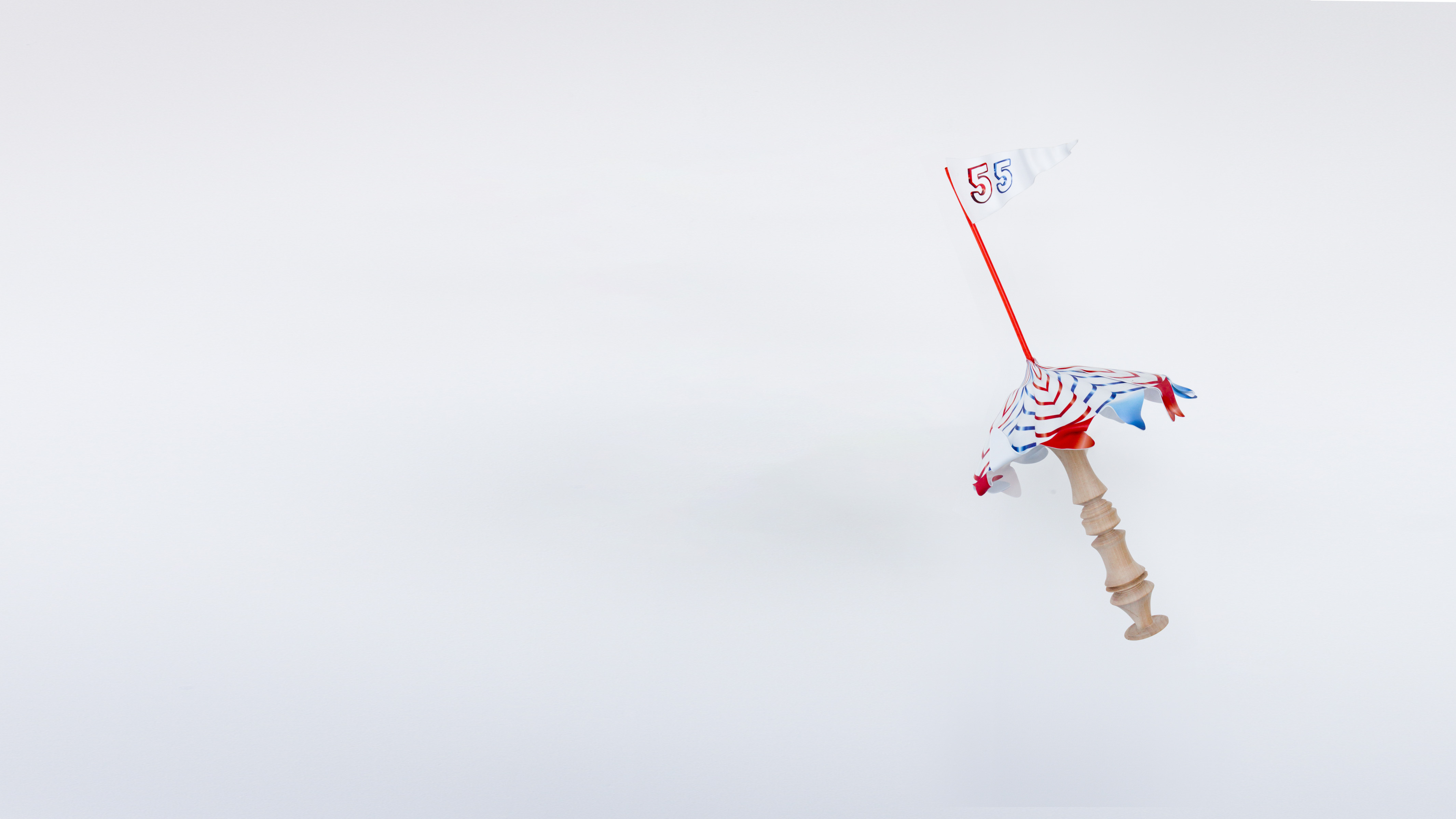 Vector images on laser-cut and thermoformed polystyrene, lathe-turned willow