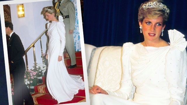 strapless open back dress Pearled DIANA PRINCESS of WALES Bridal Tiara Wedding Crown