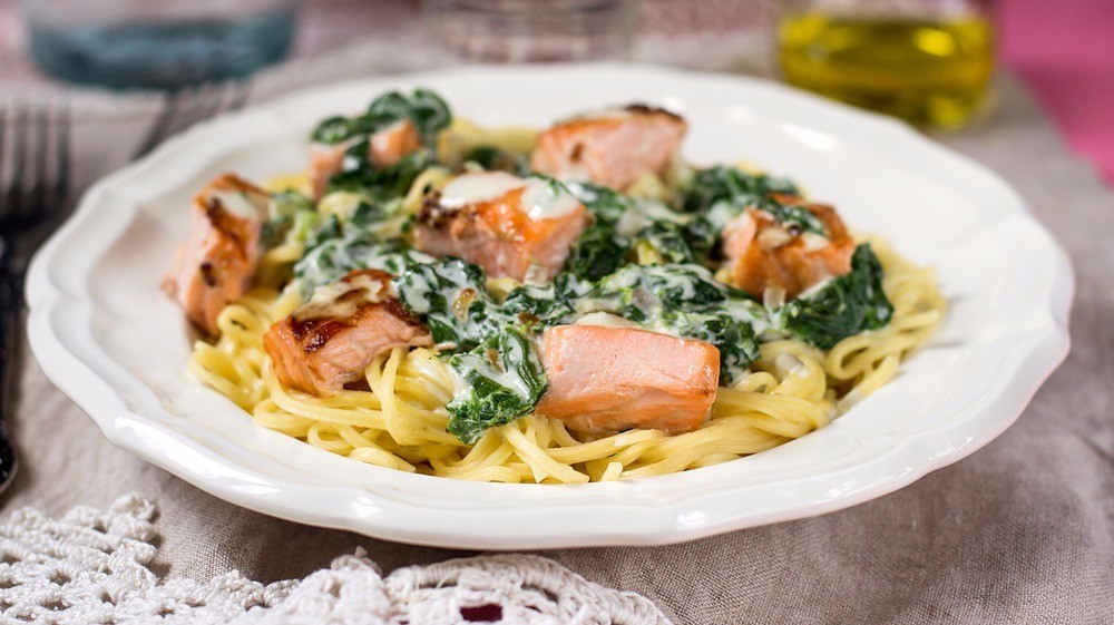Spinach And Salmon Pasta Lorraine