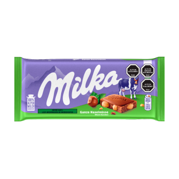 Empaque chocolate Milka avellanas