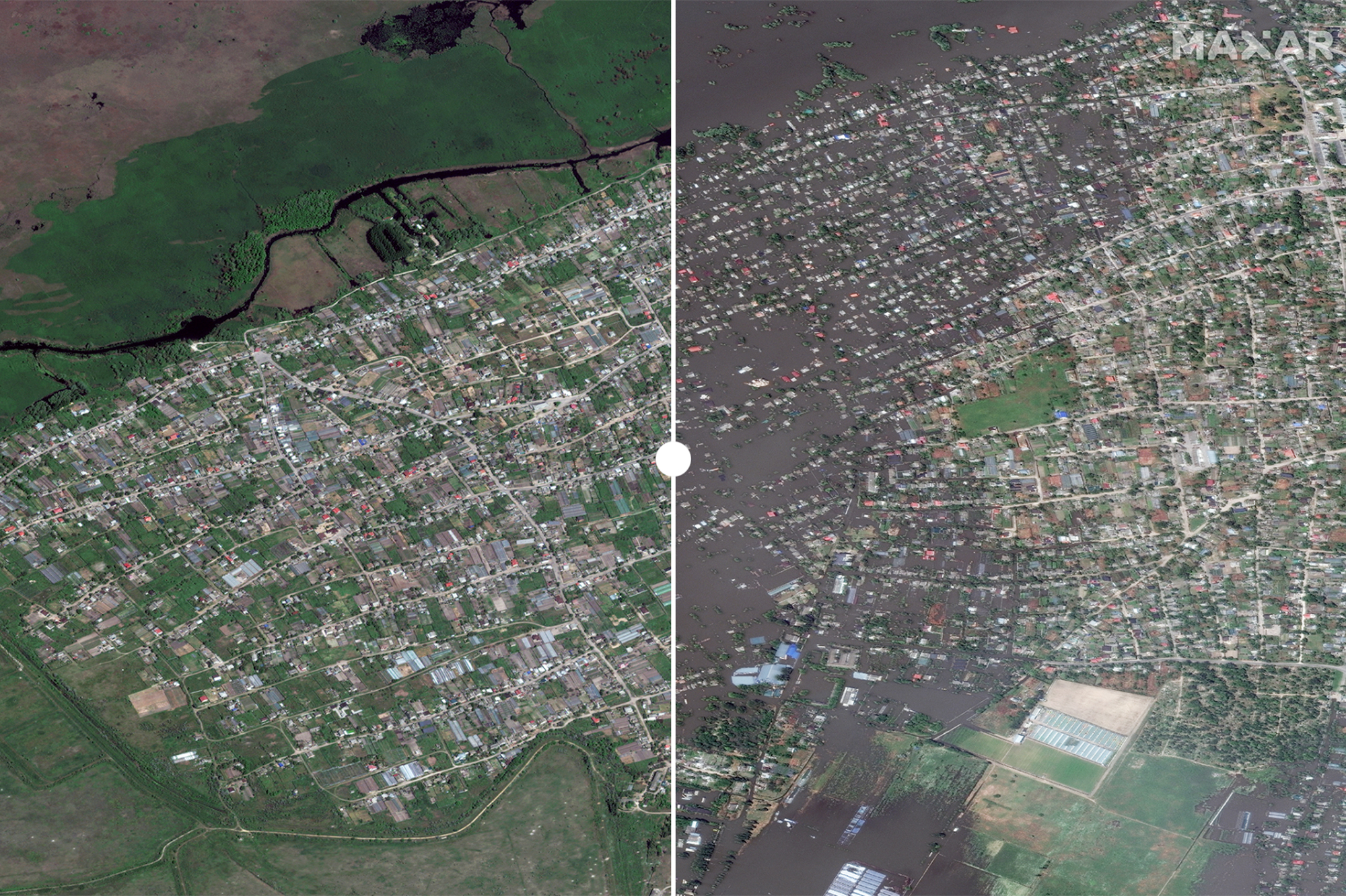 Les images terribles de l’Ukraine sous l’eau après la destruction du ...