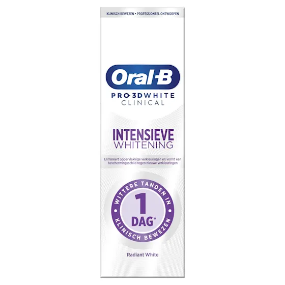 Oral-B Pro 3D Clinical Intensieve Whitening Tandpasta en 4 Zwarte Opzetborstels Bundel