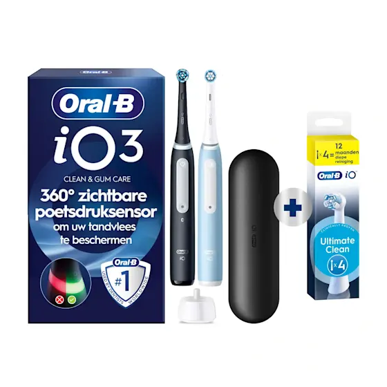 Oral-B iO 3 Elektrische Tandenborstel Zwart & Blauw + 4 Opzetborstels