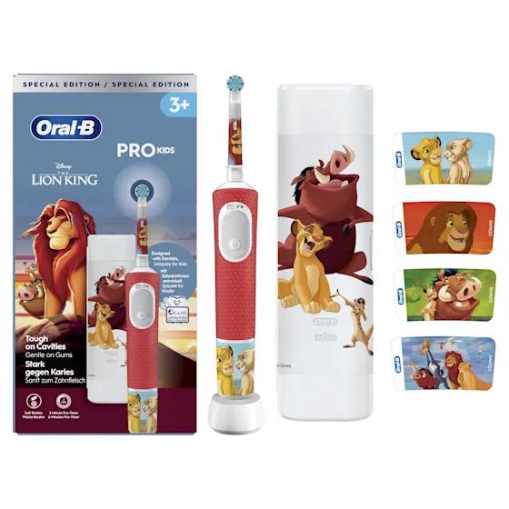 Oral-B PRO Kids elektrische tandenborstel met Disney The Lion King-thema, geschikt voor 3+ en E.A.P.D. goedgekeurd.