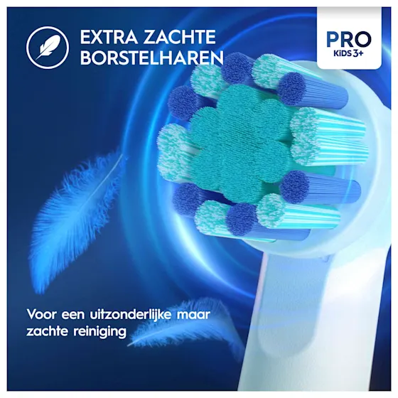Oral-B Pro Kids 3+ opzetborstels, verpakking met Disney Frozen afbeelding en 2 opzetborstels met Olaf-design.