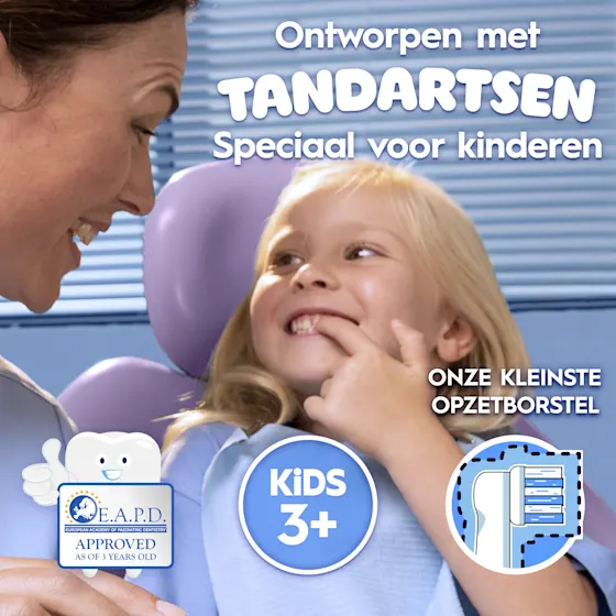 Oral-B Kids Pro opzetborstels met Disney Frozen-design, verpakking met 4 stuks voor 12 maanden gebruik.