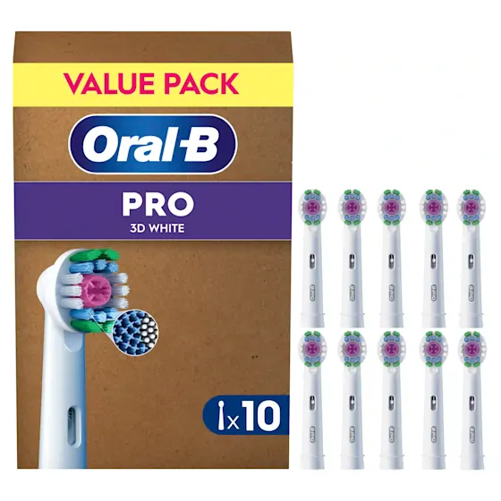 Oral-B opzetborstel in actie, visueel benadrukt het resultaat van wittere tanden vanaf dag 1, vergeleken met een handtandenborstel.