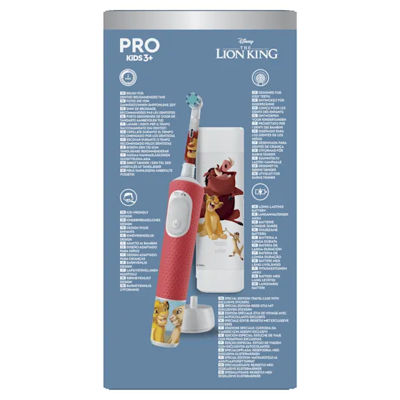 Oral-B PRO Kids elektrische tandenborstel met Disney The Lion King-thema, geschikt voor 3+ en E.A.P.D. goedgekeurd.