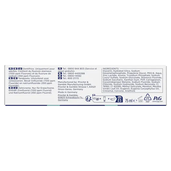 Oral-B Professional tandpasta, verpakking met de claim "100% effectiever" voor tandsteenpreventie.