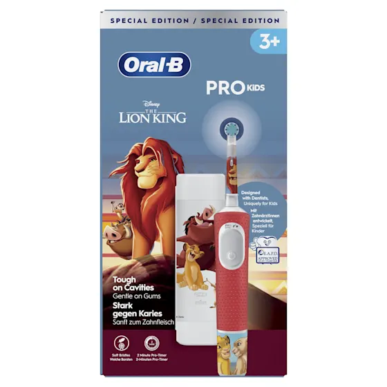 Oral-B PRO Kids elektrische tandenborstel met Disney The Lion King-thema, geschikt voor 3+ en E.A.P.D. goedgekeurd.