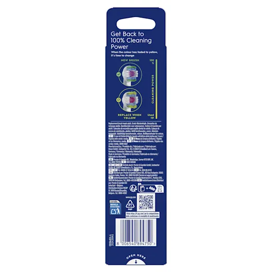 Oral-B PRO 3D WHITE opzetborstels (4x) met vermelding: Wittere tanden vanaf dag 1.