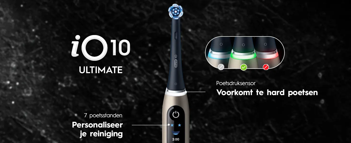 Drie iO Sense-opladers met verschillende functies: positiedetectie, poetstimer en poetsdrucsensor. 