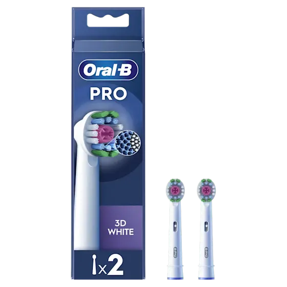 Oral-B PRO 3D WHITE opzetborstels, verpakking met 2 stuks.