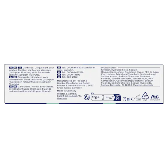 Oral-B Professional tandpasta, met de claim "100% effectiever" in het voorkomen van tandsteen, volgens de verpakking.