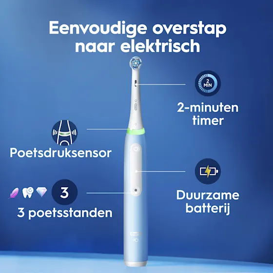 Oral-B iO 3 Elektrische Tandenborstel Blauw + 2 Opzetborstels