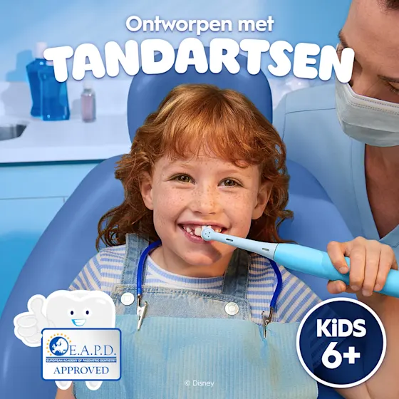 Oral-B iO Kids elektrische tandenborstel met Disney Stitch, aanbevolen voor 6+ jaar en goedgekeurd door EAPD.
