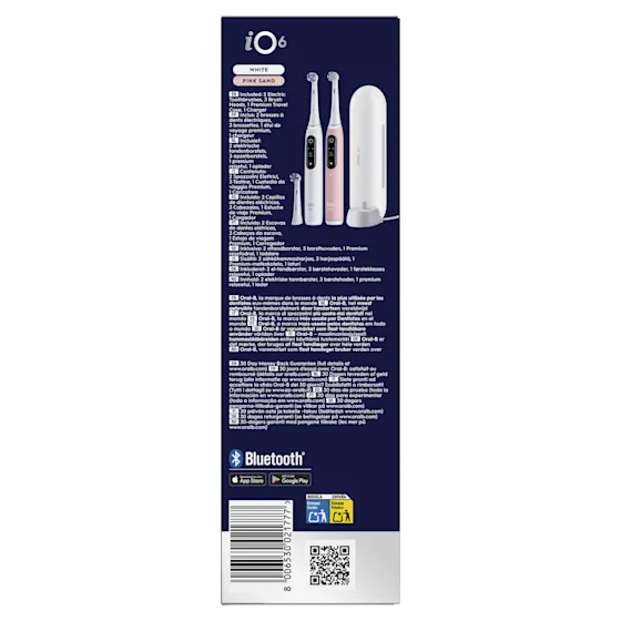 Oral-B iO 6 Elektrische Tandenborstels Wit & Roze Duoverpakking + 8 Opzetborstels