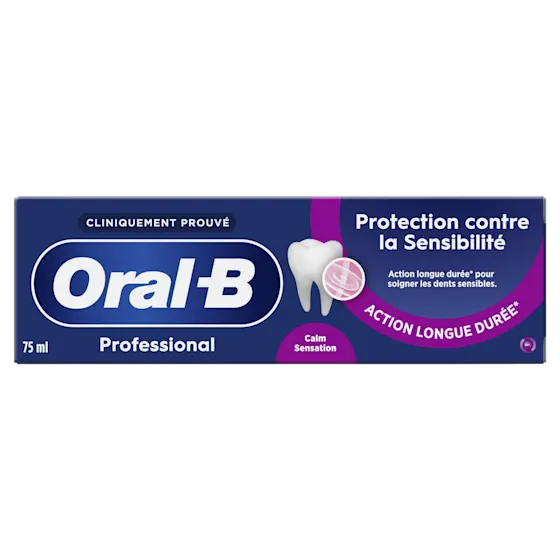 Oral-B Professional tandpasta voor gevoelige tanden, met de claim 'Bescherming tegen Gevoeligheid'.