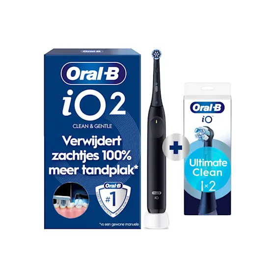 Oral-B iO 2 Elektrische Tandenborstel Zwart + 2 Opzetborstels