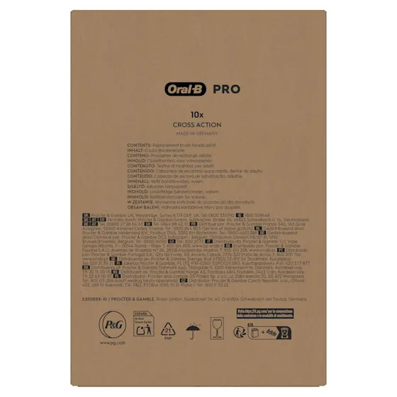 Oral-B Pro Cross Action Zwart Opzetborstels, Set Van 10, Past In Brievenbus