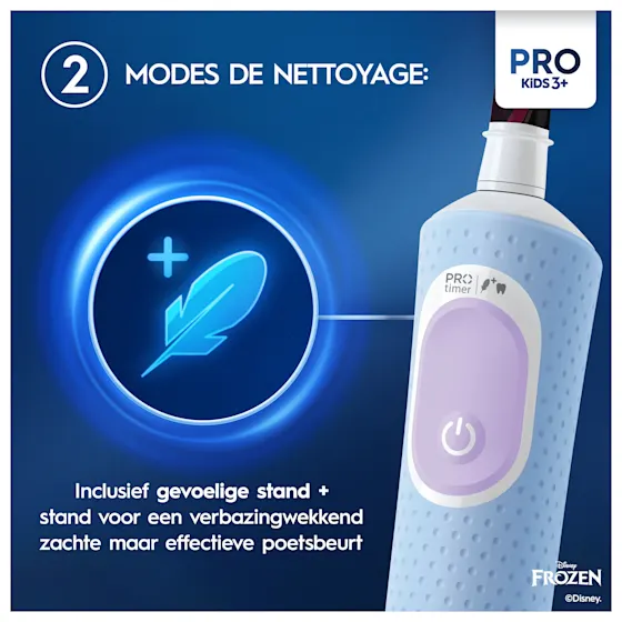 Oral-B Disney Frozen Pro Kids 3+ elektrische tandenborstel, verpakking benadrukt dat deze door tandartsen wereldwijd als nummer 1 wordt gebruikt.
