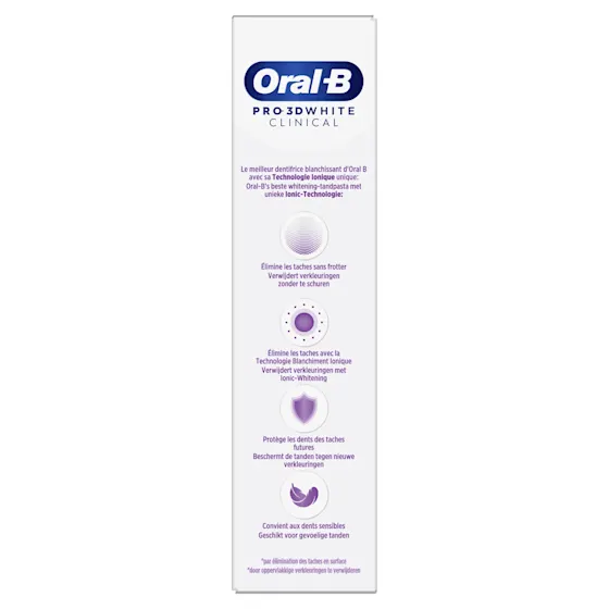 Oral-B Pro 3D Clinical Intensieve Whitening Tandpasta en 4 Zwarte Opzetborstels Bundel