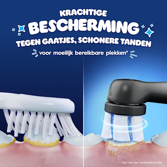 Oral-B iO Kids Marvel Spider-Man opzetborstels, verpakking met vermelding '1 x 4 = 12 Maanden'.