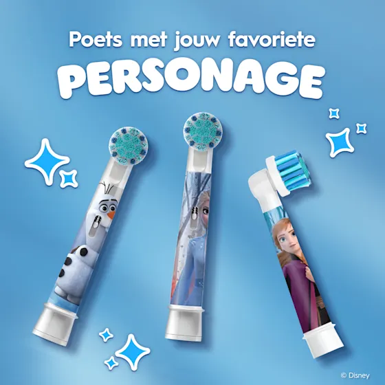 Oral-B Kids Pro opzetborstels met Disney Frozen-design, verpakking met 4 stuks voor 12 maanden gebruik.