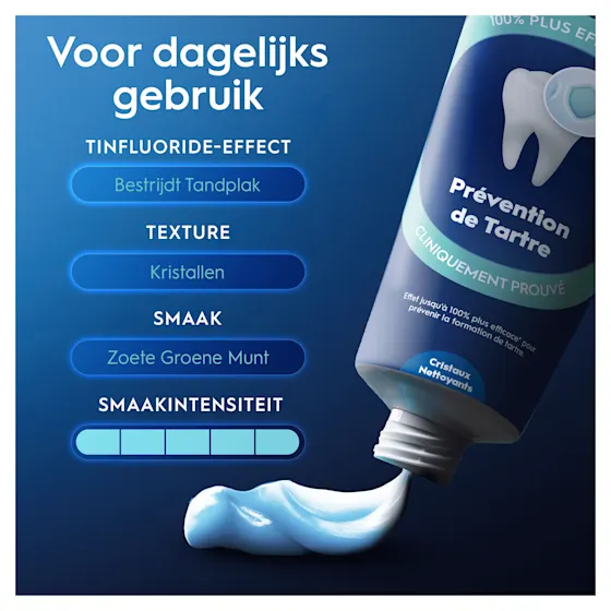 Oral-B Professional tandpasta, met de claim "100% effectiever" in het voorkomen van tandsteen, volgens de verpakking.