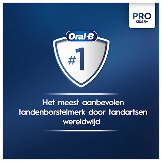 Oral-B Disney Frozen Pro Kids 3+ elektrische tandenborstel, verpakking benadrukt dat deze door tandartsen wereldwijd als nummer 1 wordt gebruikt.