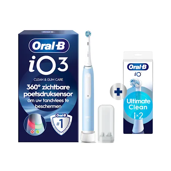 Oral-B iO 3 Elektrische Tandenborstel Blauw + 2 Opzetborstels